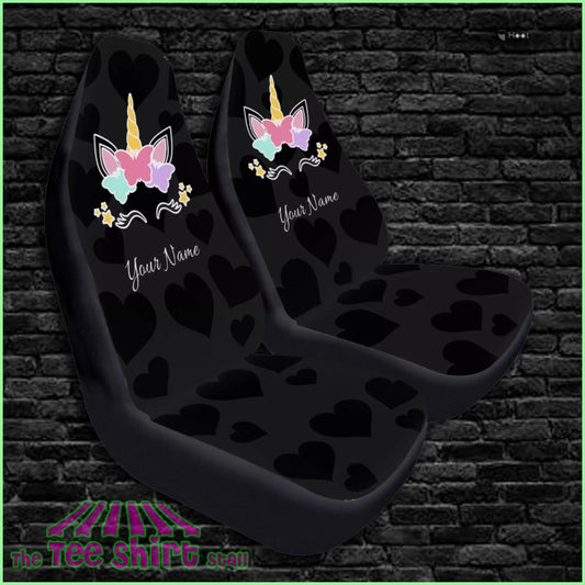 Black Hearts Unicorn Car Seat Covers 47.5Cm X 49.5Cm 79.5Cm Automotive Interior