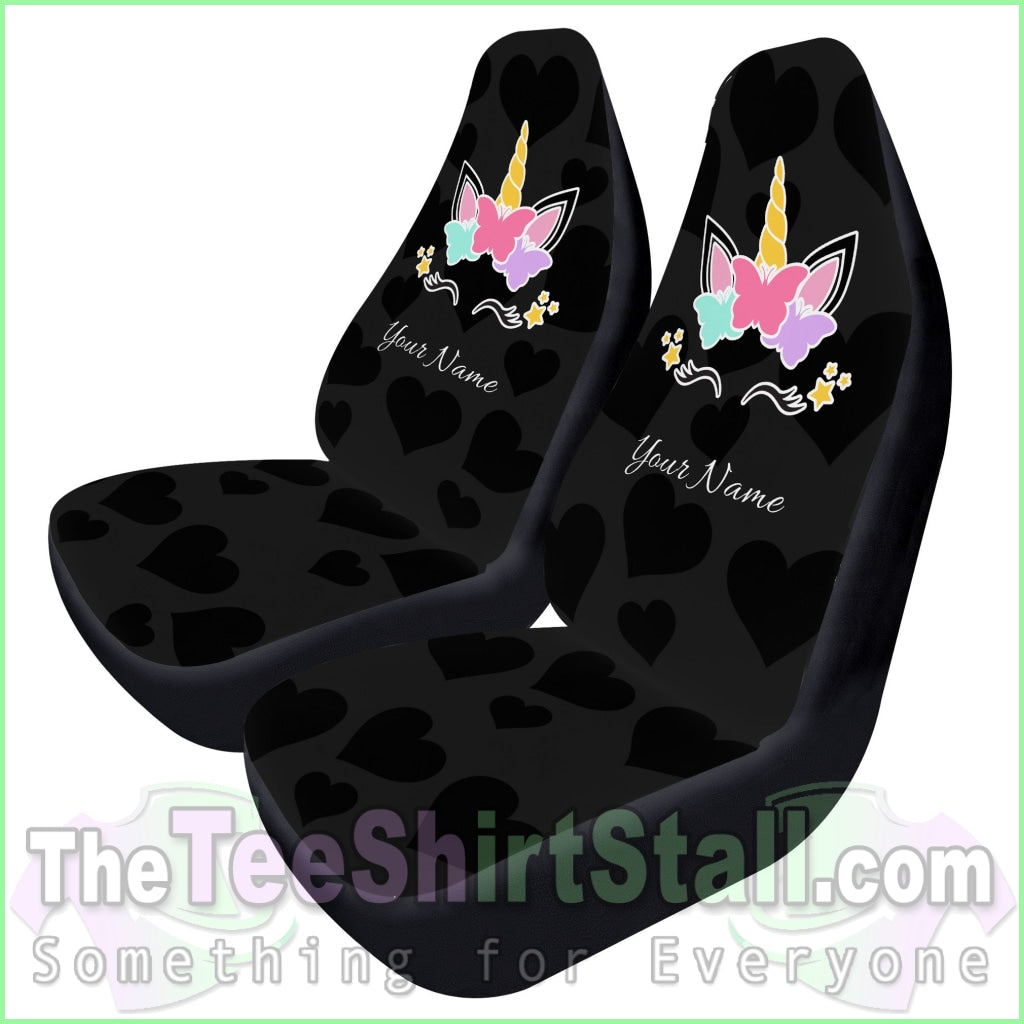 Black Hearts Unicorn Car Seat Covers Automotive Interior