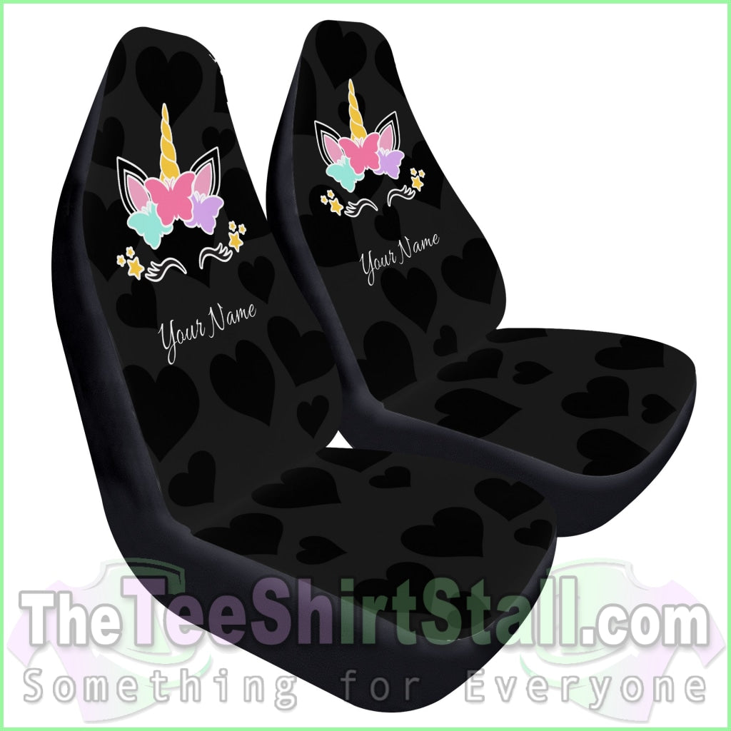 Black Hearts Unicorn Car Seat Covers Automotive Interior