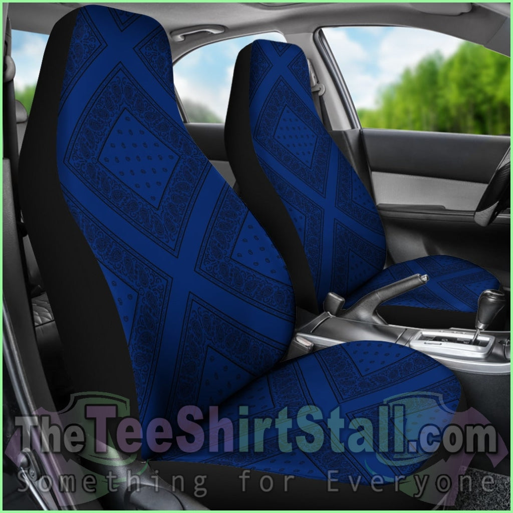 Blue And Black Bandana Car Seat Covers - Diamond