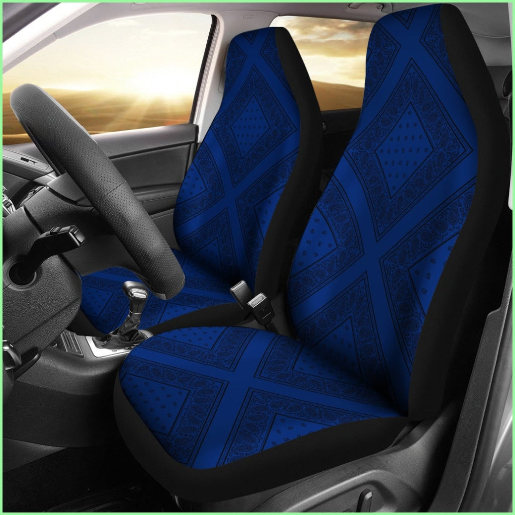 Blue And Black Bandana Car Seat Covers - Diamond