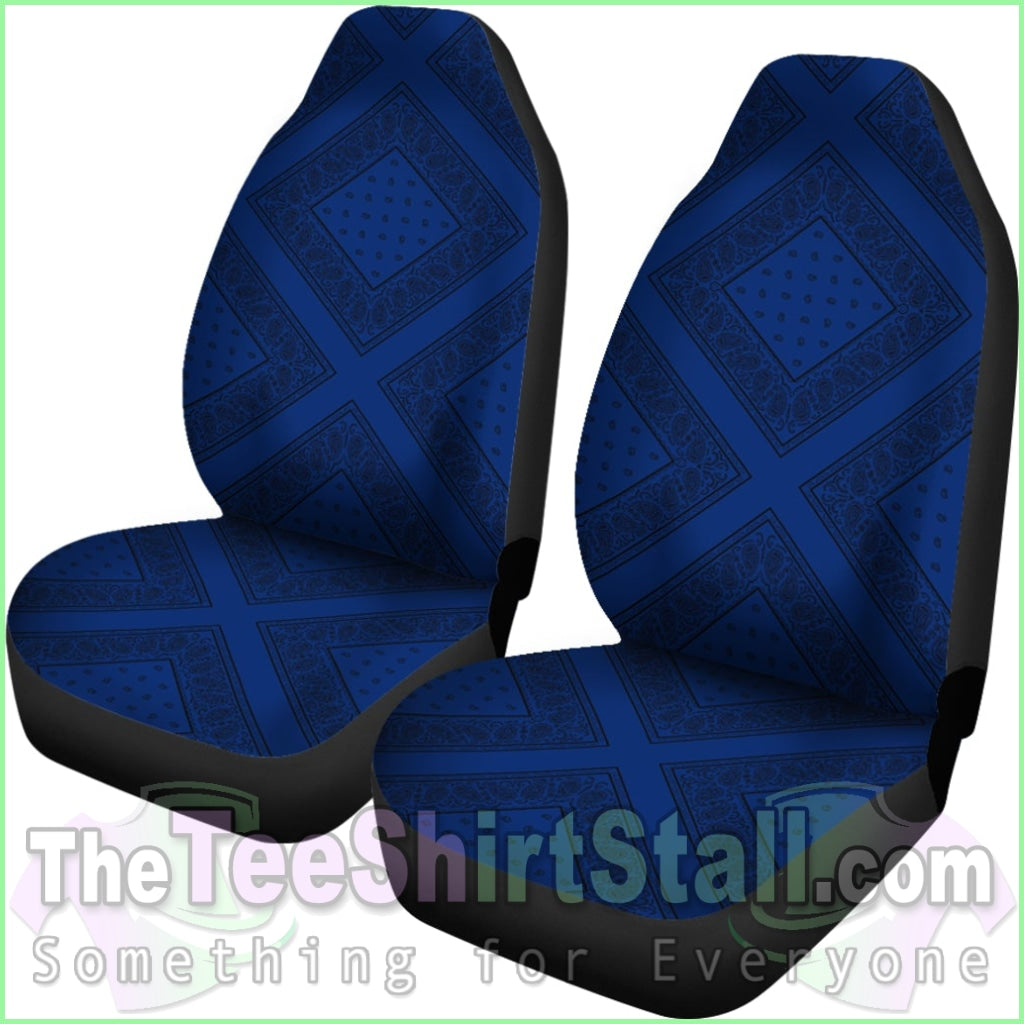 Blue And Black Bandana Car Seat Covers - Diamond