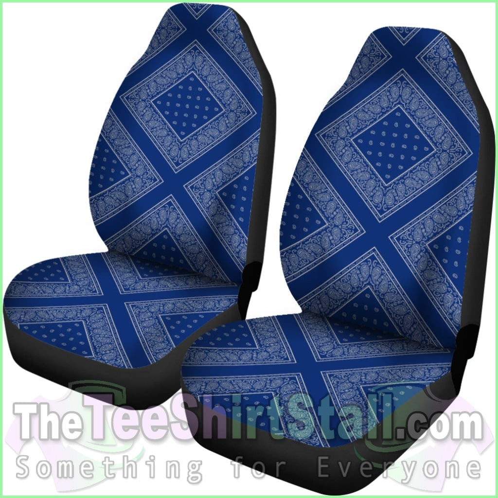 Blue And Gray Bandana Car Seat Covers - Diamond