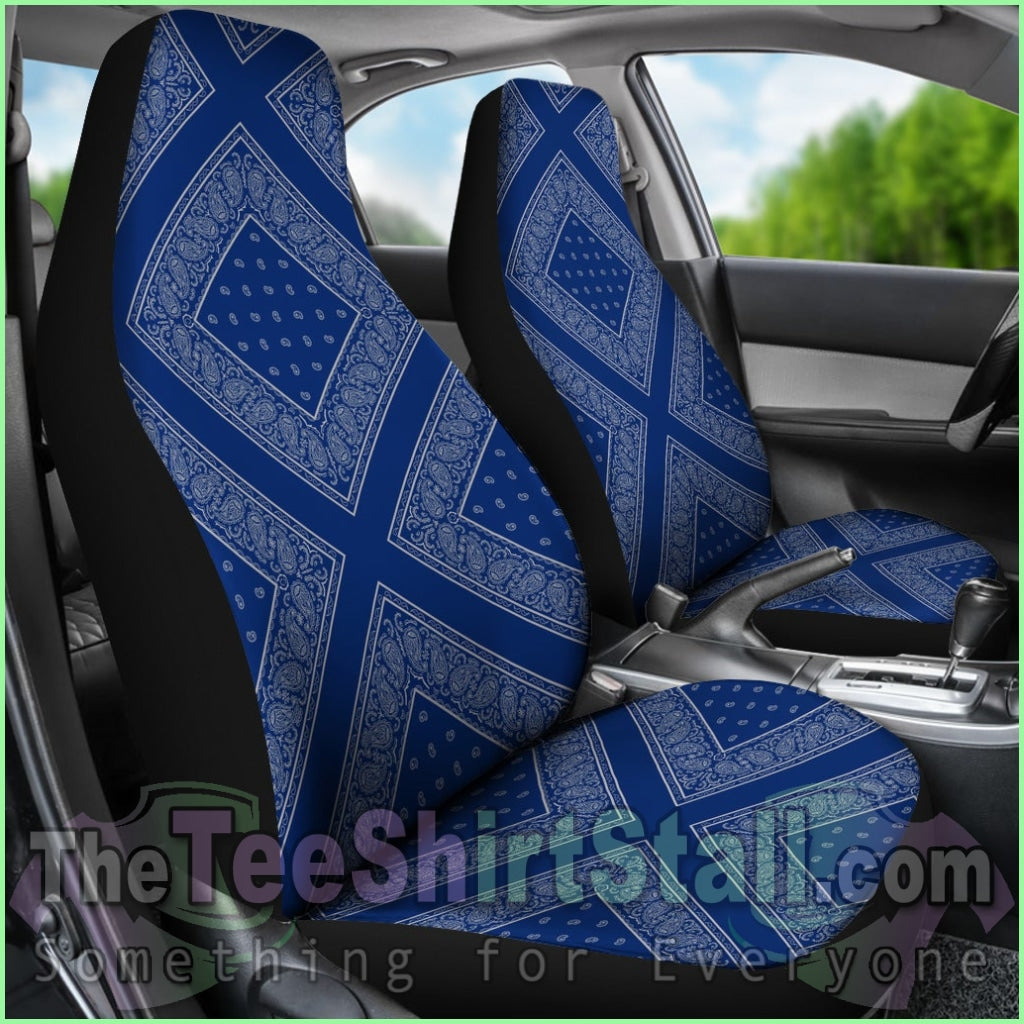 Blue And Gray Bandana Car Seat Covers - Diamond