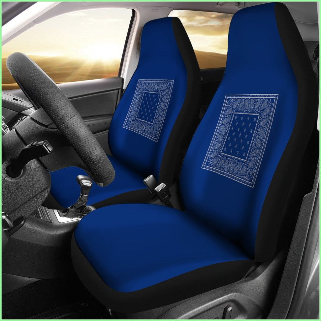 Blue And Gray Bandana Car Seat Covers - Minimal