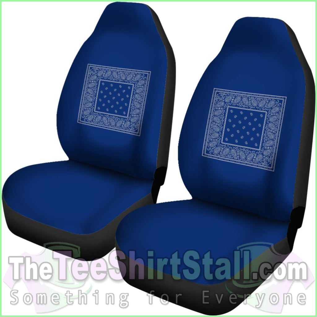 Blue And Gray Bandana Car Seat Covers - Minimal