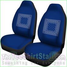 Load image into Gallery viewer, Blue And Gray Bandana Car Seat Covers - Minimal
