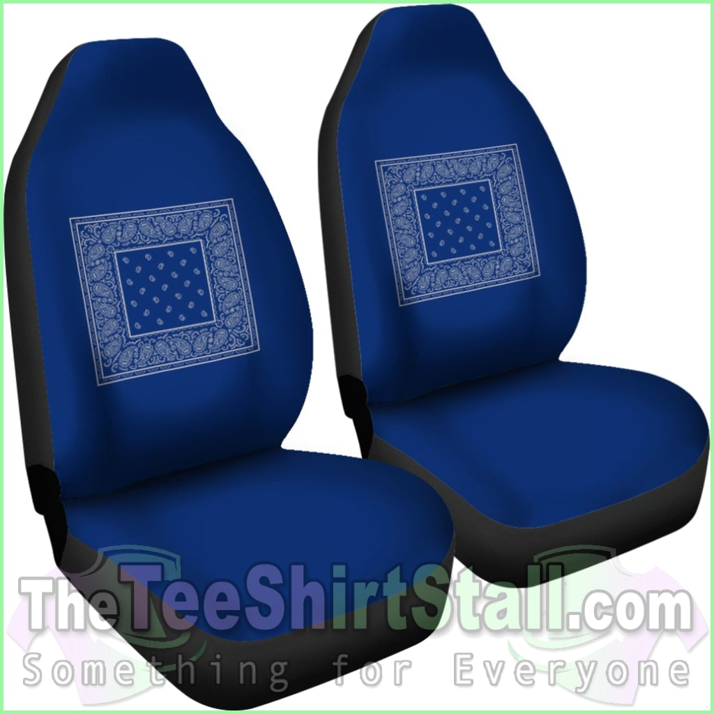 Blue And Gray Bandana Car Seat Covers - Minimal