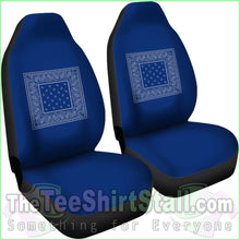 Load image into Gallery viewer, Blue And Gray Bandana Car Seat Covers - Minimal
