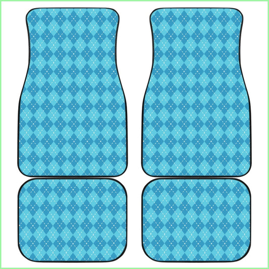 Blue Argyle Front And Back Car Mats Set 4