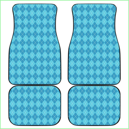 Blue Argyle Front And Back Car Mats Set 4