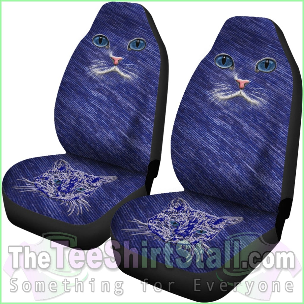 Blue Cat Eyes Car Seat Cover