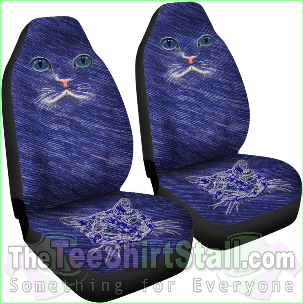 Blue Cat Eyes Car Seat Cover