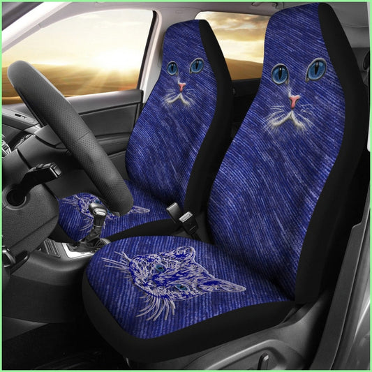 Blue Cat Eyes Car Seat Cover