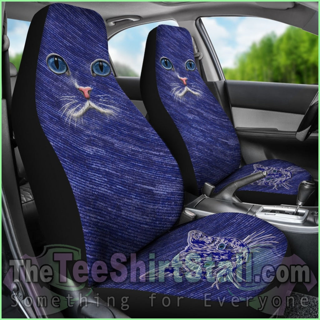 Blue Cat Eyes Car Seat Cover