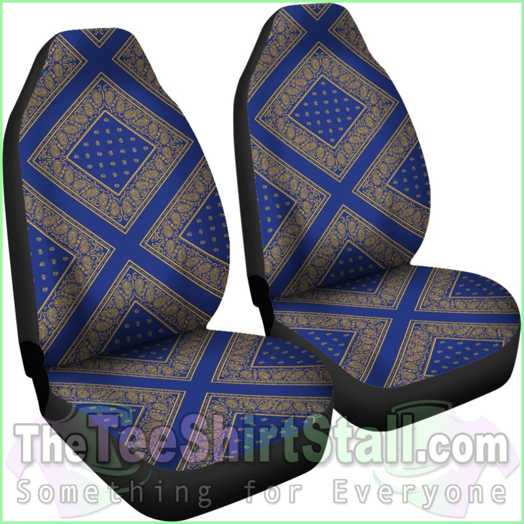 Blue Gold Bandana Car Seat Cover - Diamond