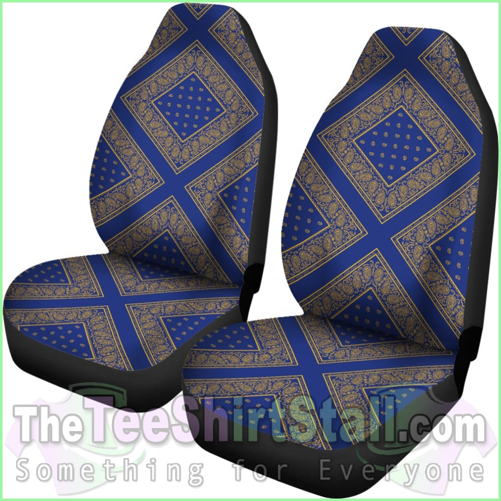 Blue Gold Bandana Car Seat Cover - Diamond