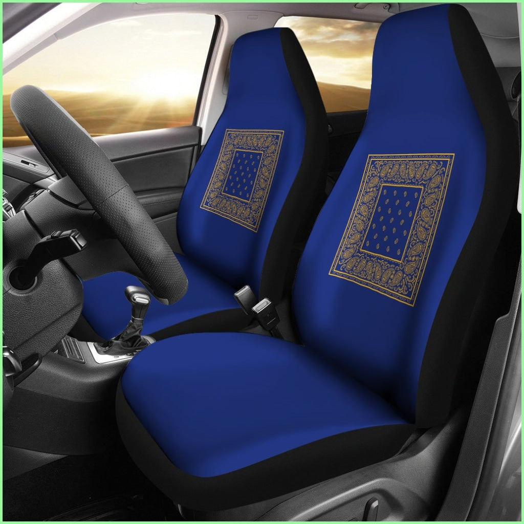 Blue Gold Bandana Car Seat Cover - Minimal