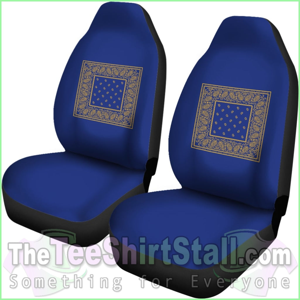 Blue Gold Bandana Car Seat Cover - Minimal