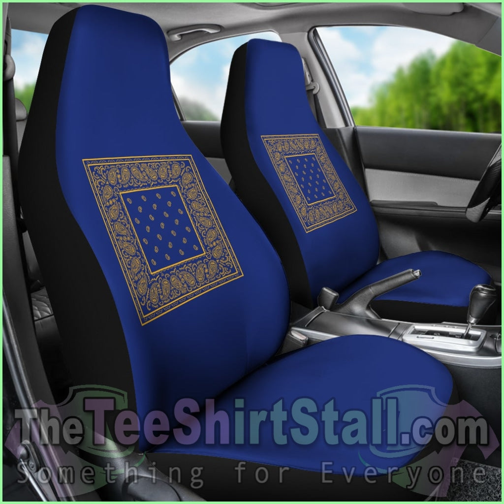 Blue Gold Bandana Car Seat Cover - Minimal