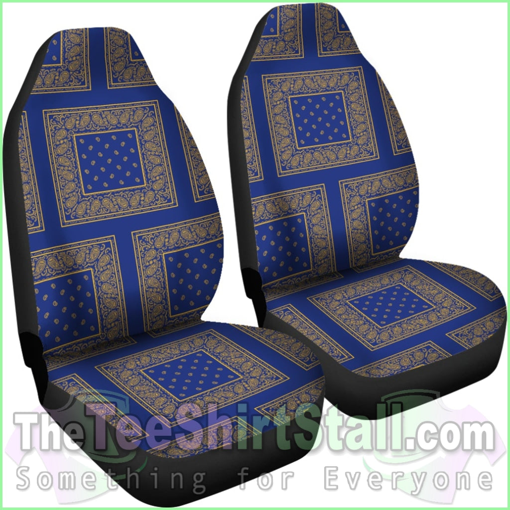 Blue Gold Bandana Car Seat Cover - Patch