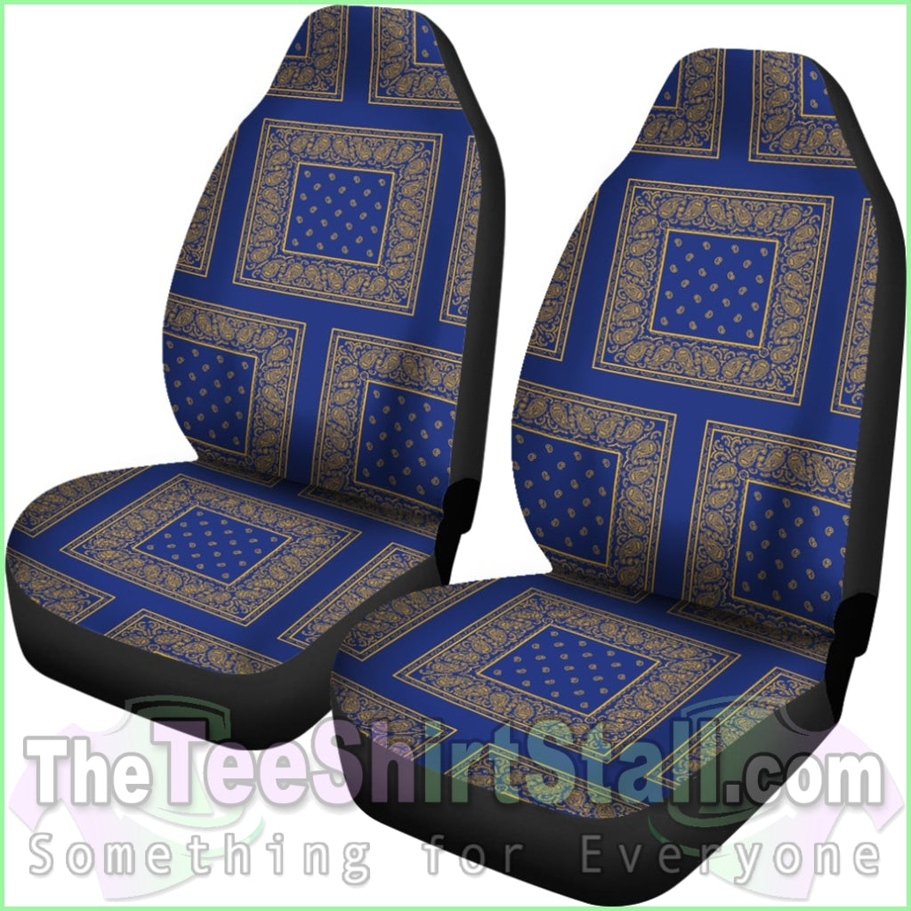 Blue Gold Bandana Car Seat Cover - Patch