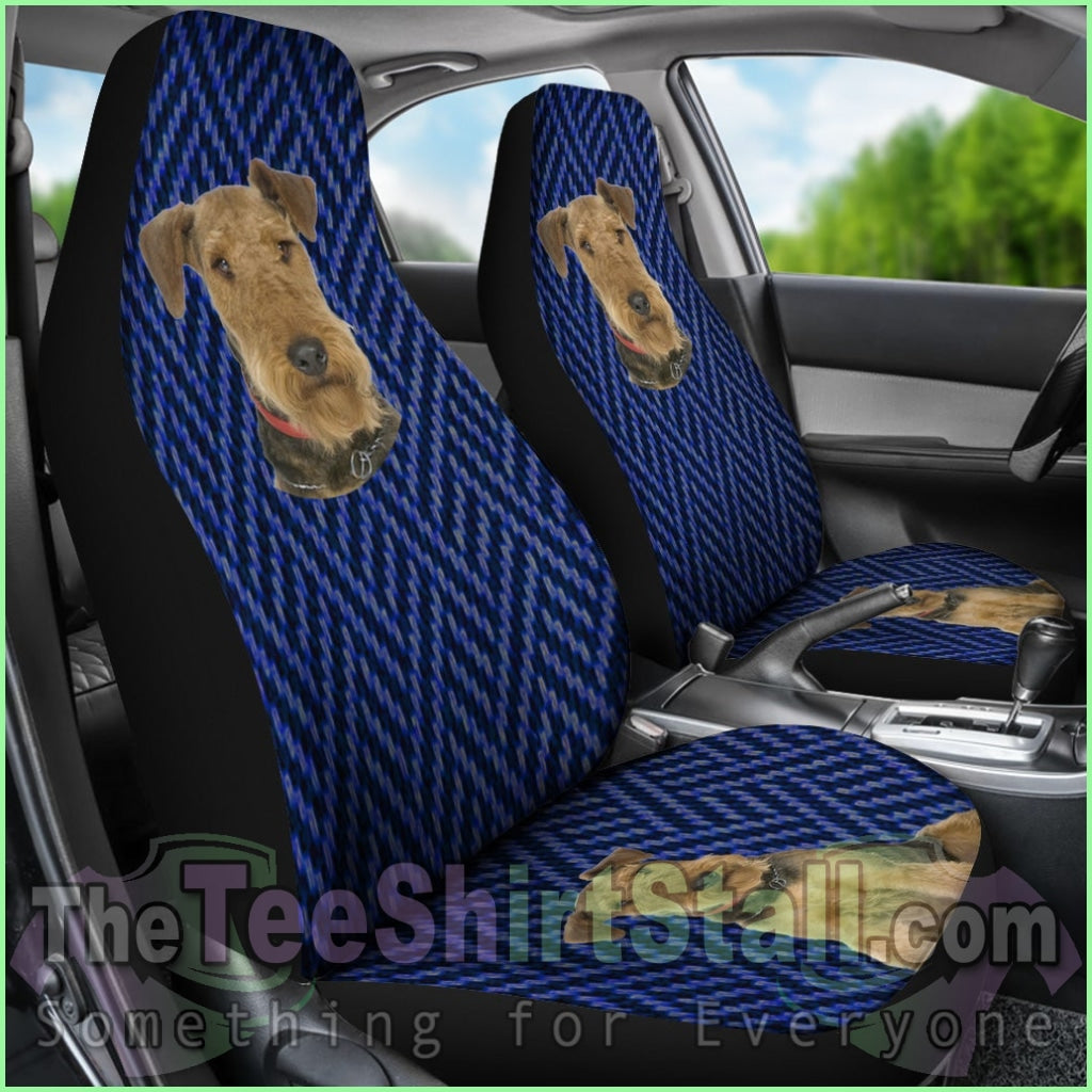 Blue Pattern And The Dog Car Seat Cover