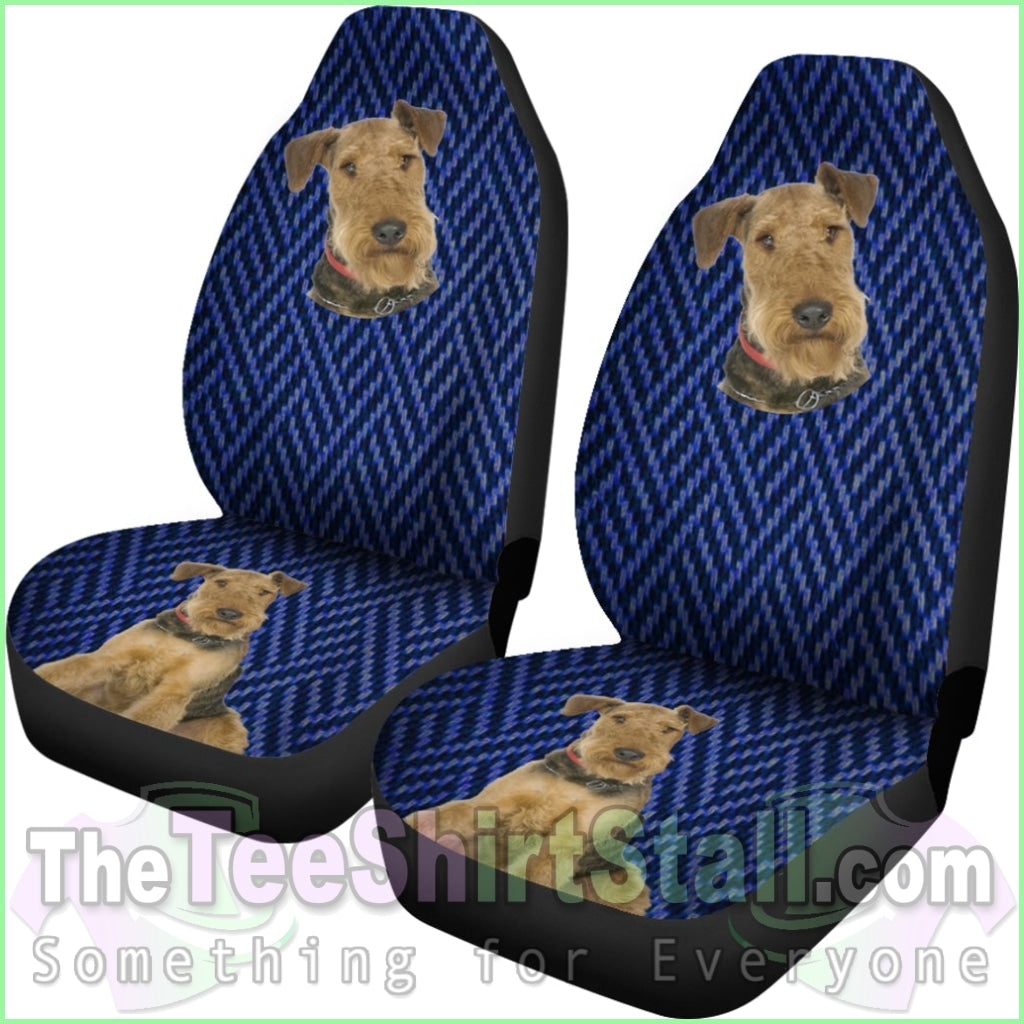 Blue Pattern And The Dog Car Seat Cover