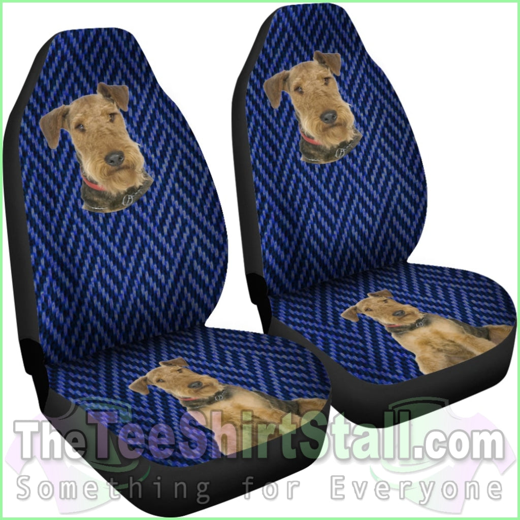 Blue Pattern And The Dog Car Seat Cover