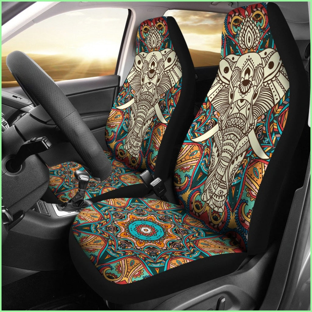 Boho Mandala Elephant Car Seat Cover