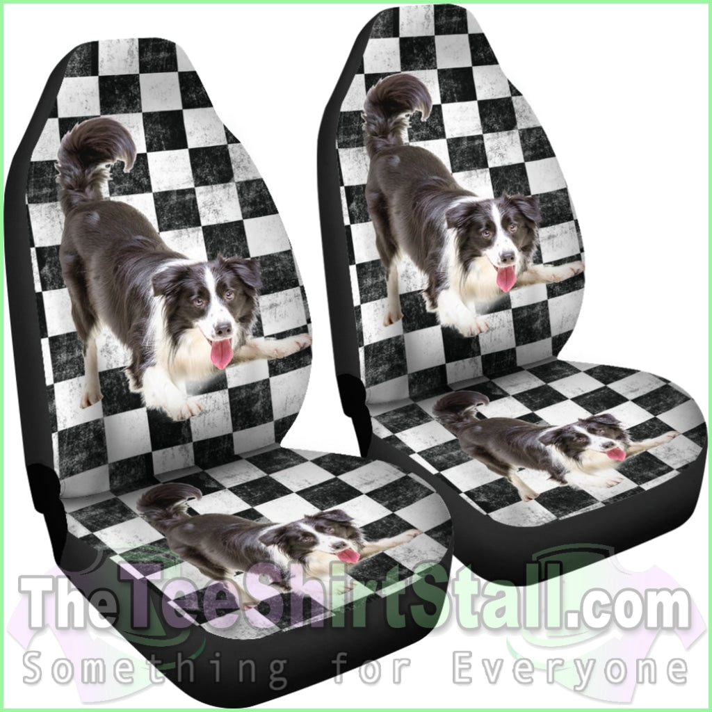 Border Collie Checkers Car Seat Covers