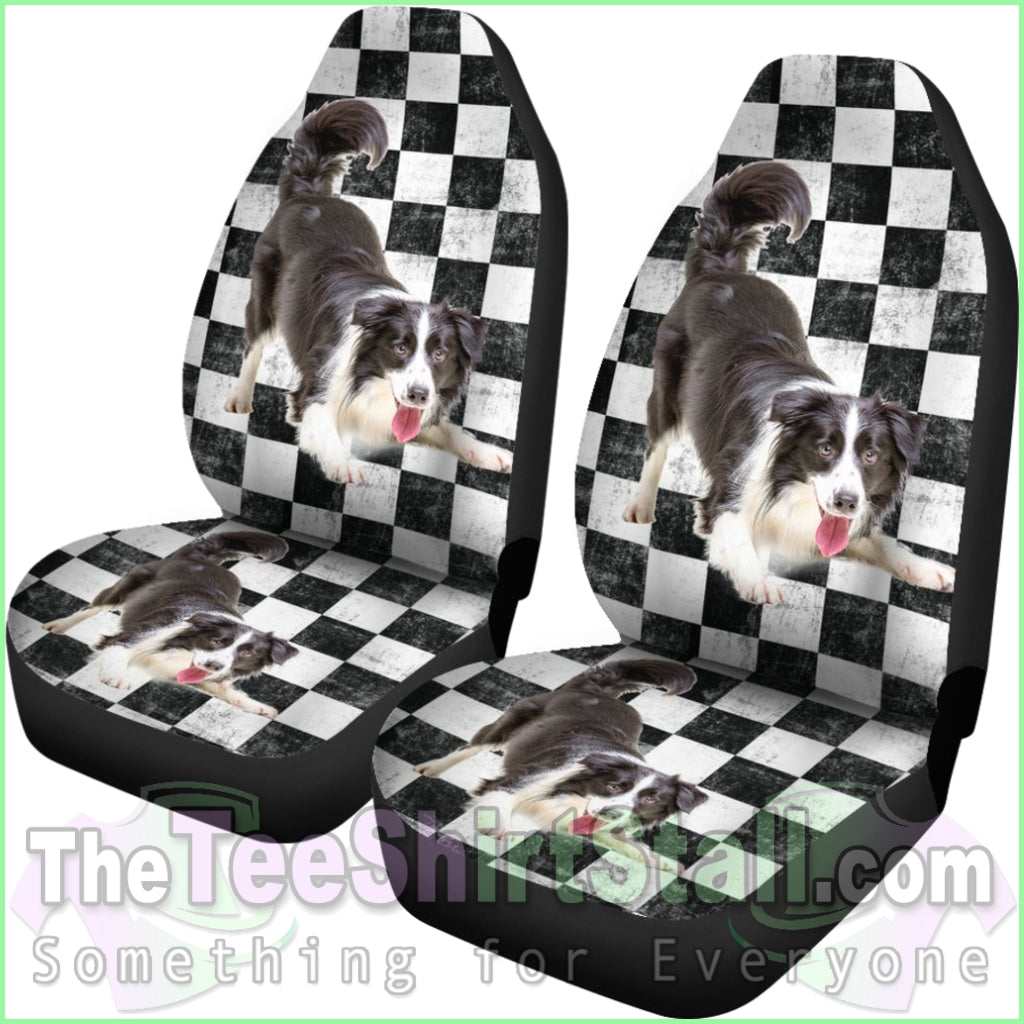 Border Collie Checkers Car Seat Covers