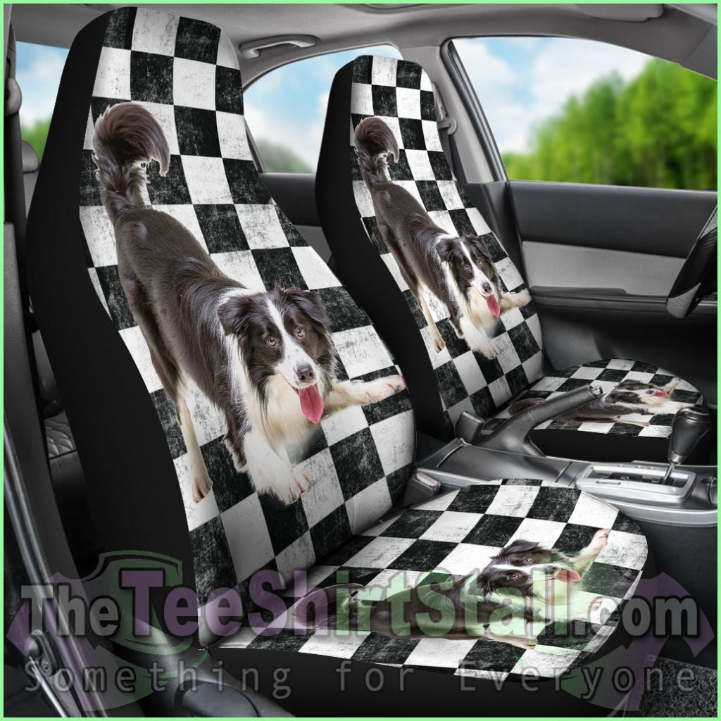 Border Collie Checkers Car Seat Covers