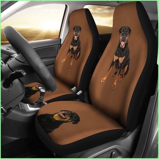 Brown Background Rottweiler Car Seat Cover