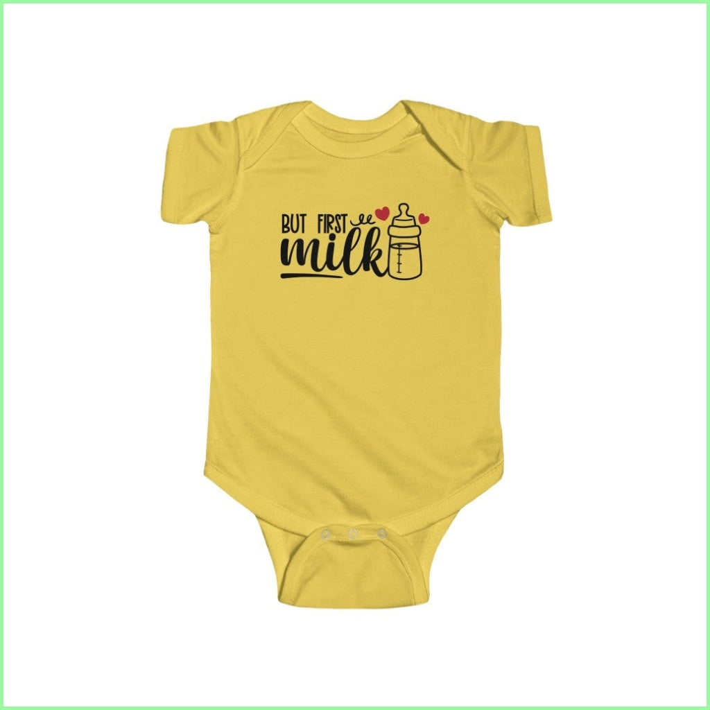 But First Milk - Infant Fine Jersey Bodysuit Butter / 12M Kids Clothes