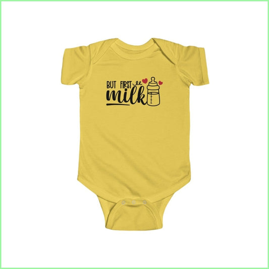 But First Milk - Infant Fine Jersey Bodysuit Butter / 12M Kids Clothes