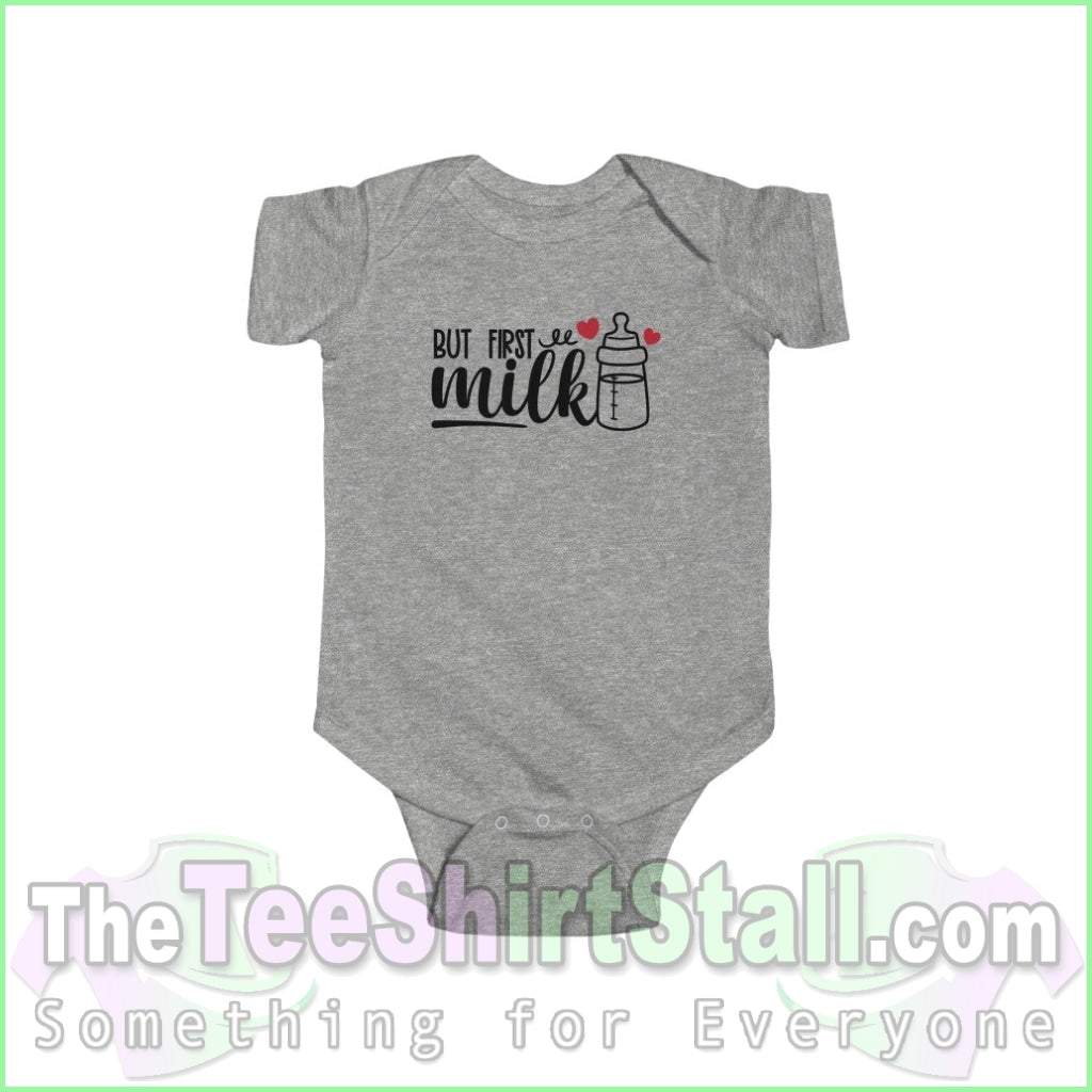 But First Milk - Infant Fine Jersey Bodysuit Heather / Nb (0-3M) Kids Clothes