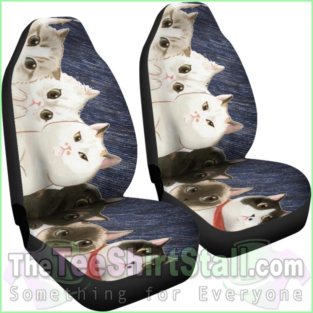 Cats - Blue Pattern Car Seat Cover