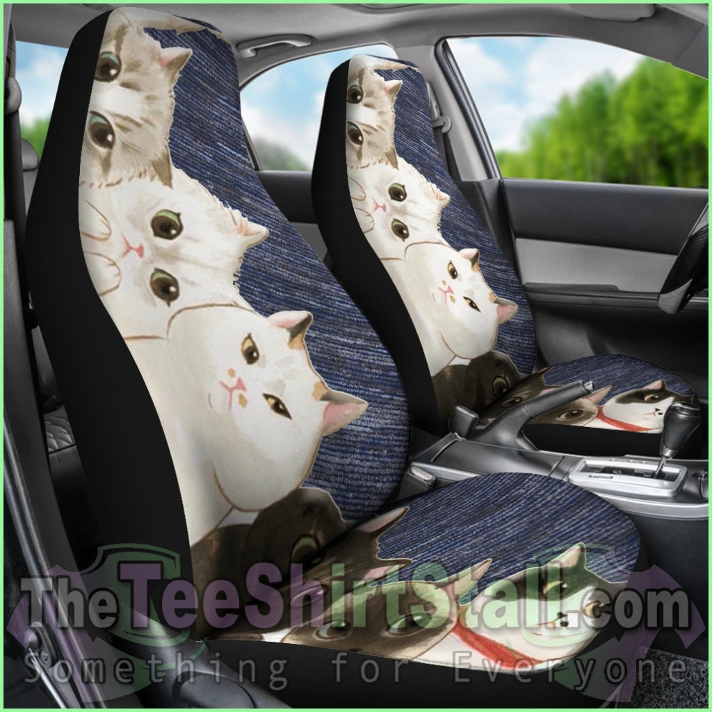 Cats - Blue Pattern Car Seat Cover