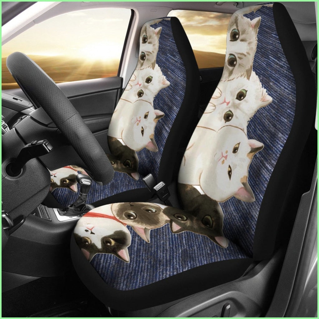 Cats - Blue Pattern Car Seat Cover