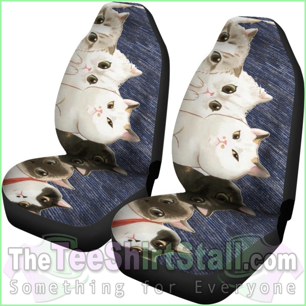 Cats - Blue Pattern Car Seat Cover