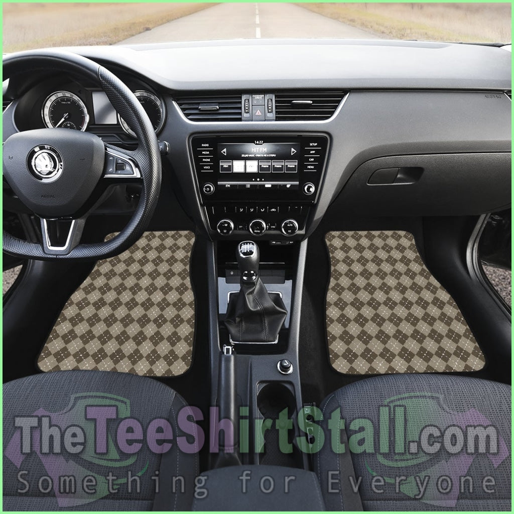 Chocolate Argyle Front And Back Car Mats Set 4