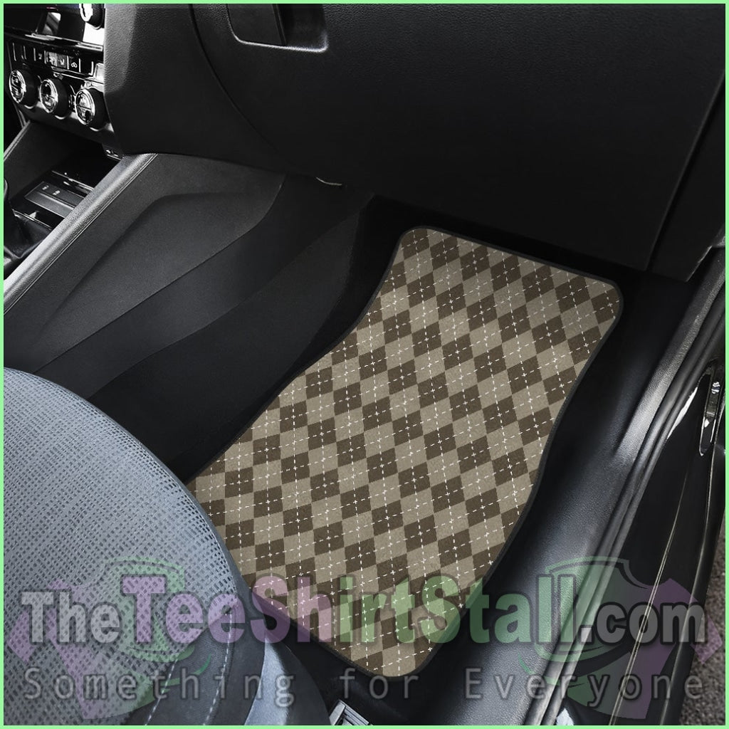 Chocolate Argyle Front And Back Car Mats Set 4