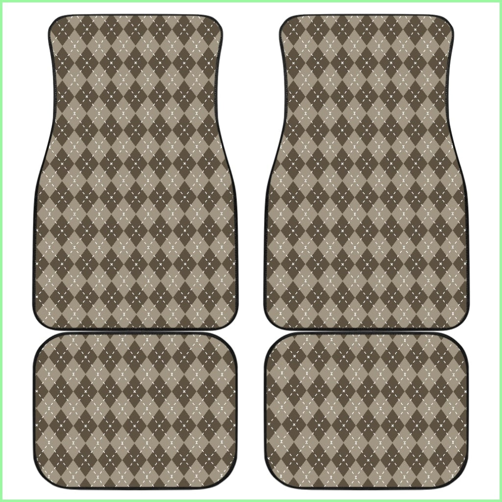 Chocolate Argyle Front And Back Car Mats Set 4