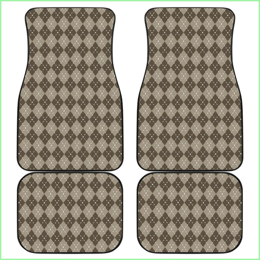 Chocolate Argyle Front And Back Car Mats Set 4