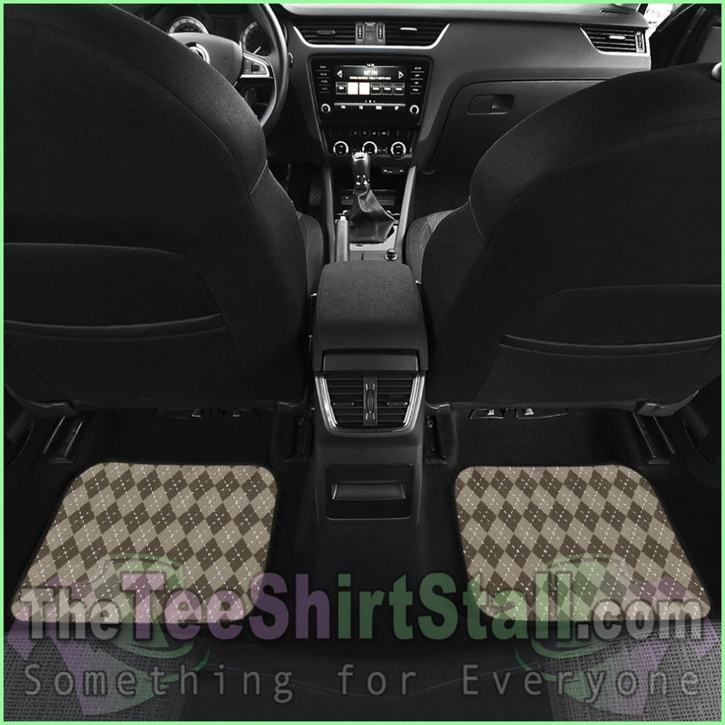 Chocolate Argyle Front And Back Car Mats Set 4