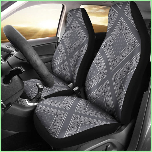 Classic Gray Bandana Car Seat Covers - Diamond