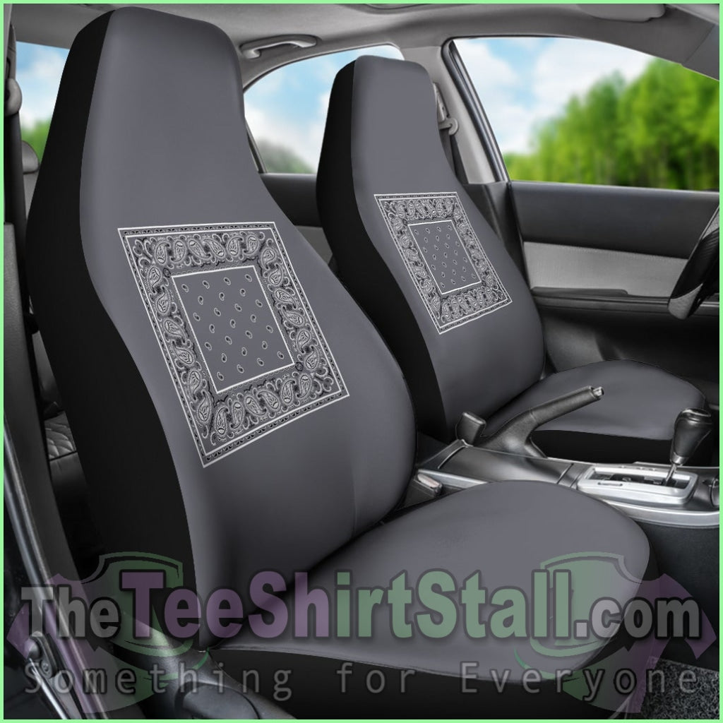 Classic Gray Bandana Car Seat Covers - Minimal