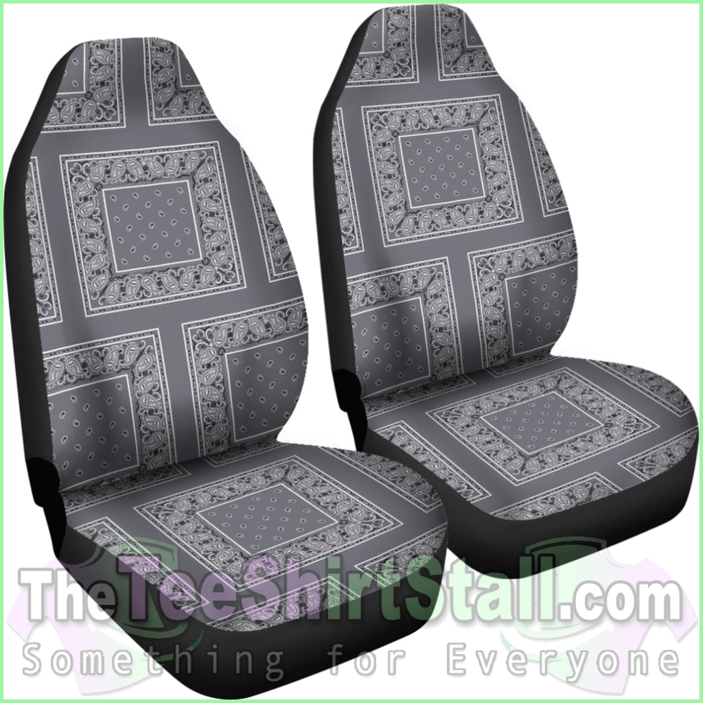 Classic Gray Bandana Car Seat Covers -Patch