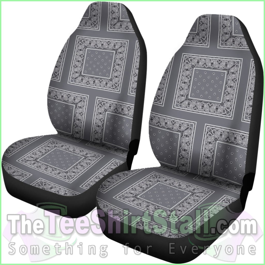 Classic Gray Bandana Car Seat Covers -Patch